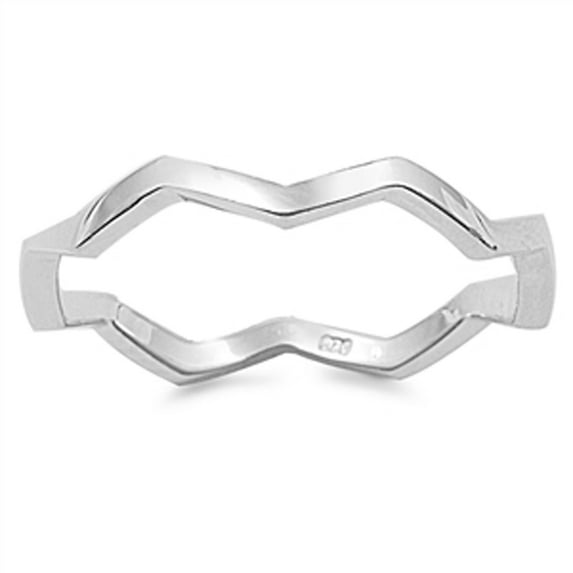 Stackable Chevron Pointed Eternity Ring .925 Sterling Silver Band Jewelry Female Male Unisex Size 8