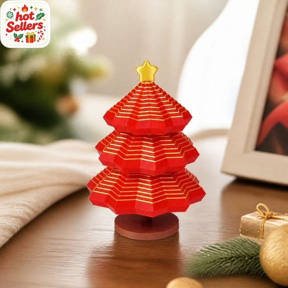 Stackable Christmas Tree Fidget Toy Rotating Spinning Tower Stress Relief Desktop Decor Sensory Decompression Toy Gift for Kids Adults