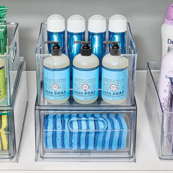 Stackable Clear Open Front Storage Bin, Easy Access Organizer for Pantry or Cabinet, 4-Pack