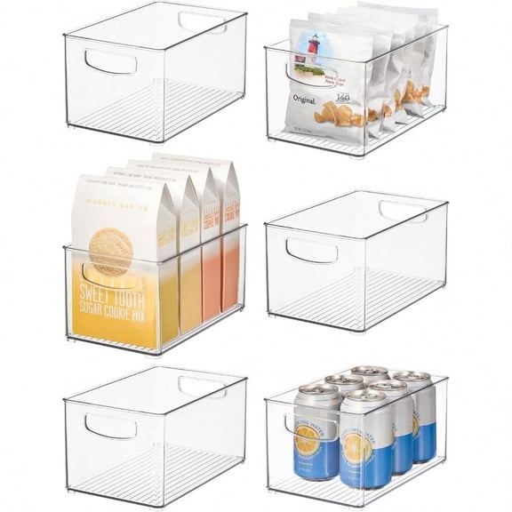 iDesign Stackable Clear Plastic Bin - Kitchen Organizers and Storage for Fridge and Pantry 6-Pack