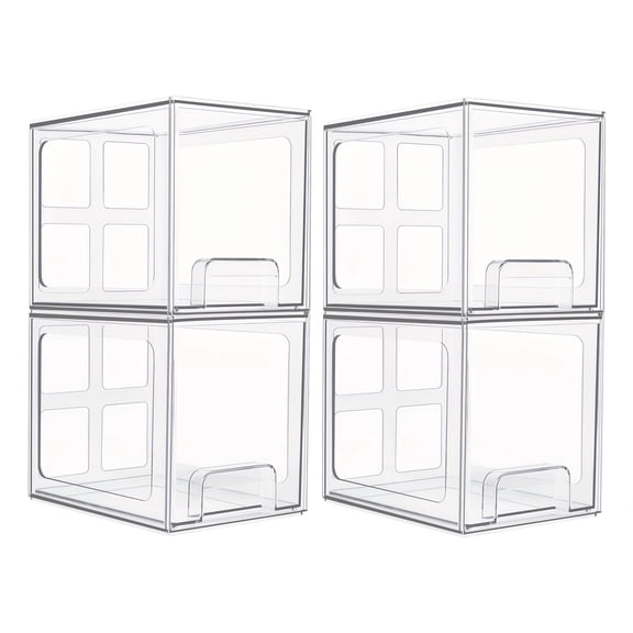 Stackable Clear Plastic Drawers for Vanity & Bathroom Organization, Multi-Purpose Storage Bins for Cosmetics, Perfume & Lotions
