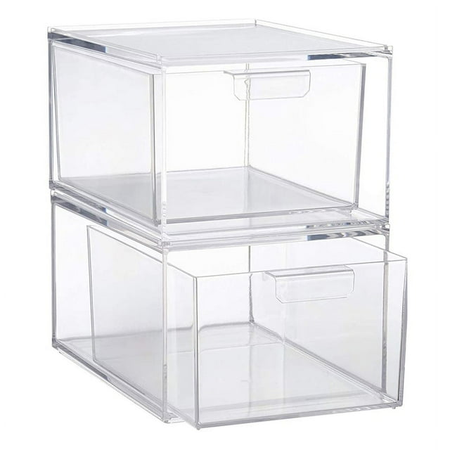 Stackable Clear Plastic Organizer Drawers 4.5Inches Tall Organize