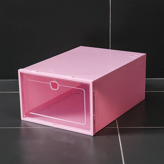 Stackable Clear Plastic Shoe Box - Drawer Style Foldable Storage Organizer for Sneakers & Heels, 12.2 x 8.27 x 4.72 Inch Transparent Shoe Container with Window Front, Easy Assembly, 1-Pack