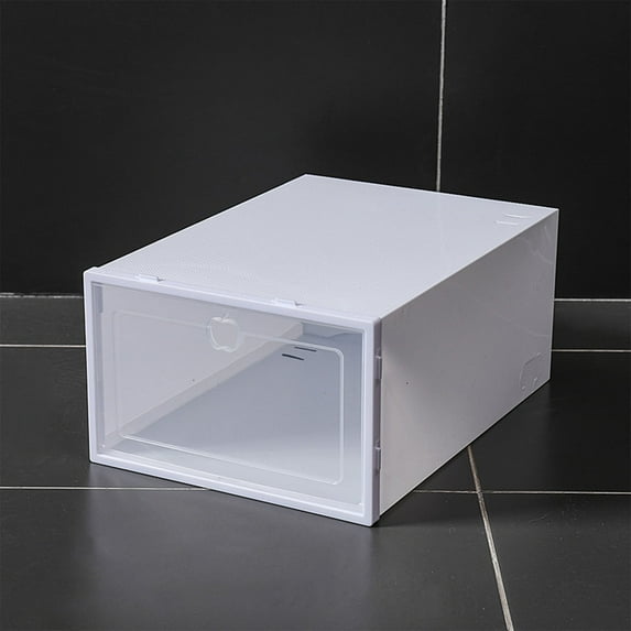 Stackable Clear Plastic Shoe Box Organizer | Transparent Front Drawer Design | Ventilated Storage for Sneakers Shoes | Easy Assembly & Secure Interlocking System | Medium Size 12.99x9.06x5.51 Inches