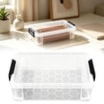 thumbnail image 1 of Stackable Clear Plastic Storage Boxes,8.85X2.75X5.5inch Latching Lid Document Organizer Containers, Transparent Desk Storage Bins with Clips, Multipurpose Boxes for Stationery, Office Supplies, 1 of 7