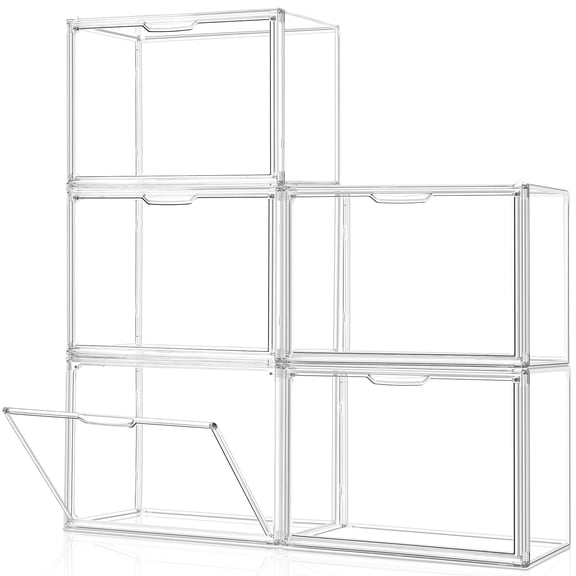 Stackable Clear Purse Organizer 5-pack Closet Storage Bins