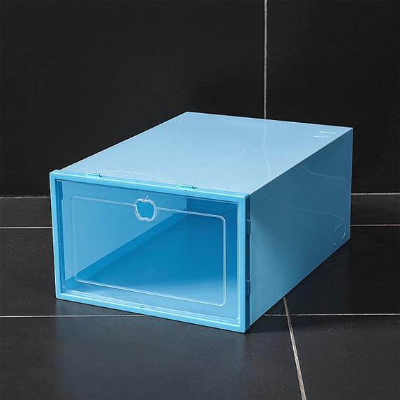 Stackable Clear Shoe Storage Box Drawer Style, Thick Plastic Shoe Organizer with Front Door & Ventilation, Easy Assemble Space-Saving Shoe Box for Sneakers Heels Flats (12.2 x 8.27 x 4.72 in)
