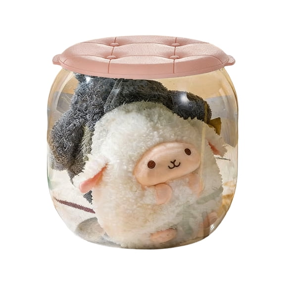 Stackable Clear Storage Bin And Seat For Space Saving Home Storage In Small Apartments