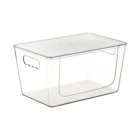 Stackable Clear Storage Bins with Lids,Large Capacity Plastic Storage Bins with Handle,Acrylic Organization and Storage Box for Kitchen,Fridge,Refrigerator,Bathroom Organizer,10x6.2x6 in(Clear)