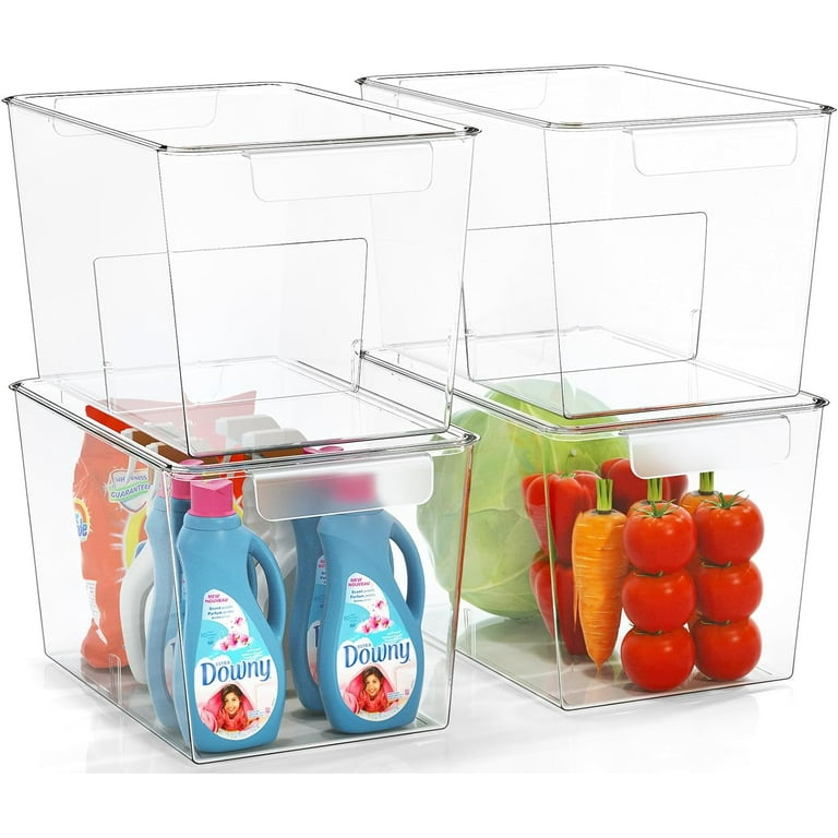 Stackable Plastic with Handles Bathroom Storage Container