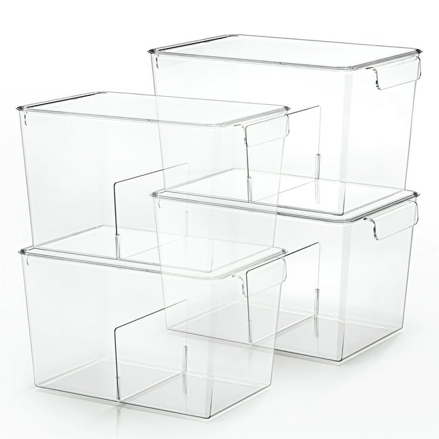 Walmart Stackable Clear Storage Bins with Lids, Large Plastic Containers for Organizing Fridge