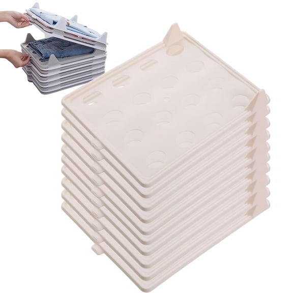 Stackable Closet Organizer for Shirts, Jeans, T Shirt, Pants Maximize Vertical Storage, Prevent Laundry Piles, and Keep Drawers Wrinkle-Free (10, White)