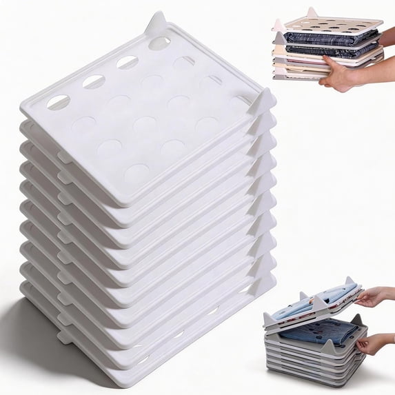 Stackable Closet Organizer, Space-Saving Stackable Clothing Organizer, Non-Slip Space-Saving Folding Board System for T-Shirts, Pants & Sweaters