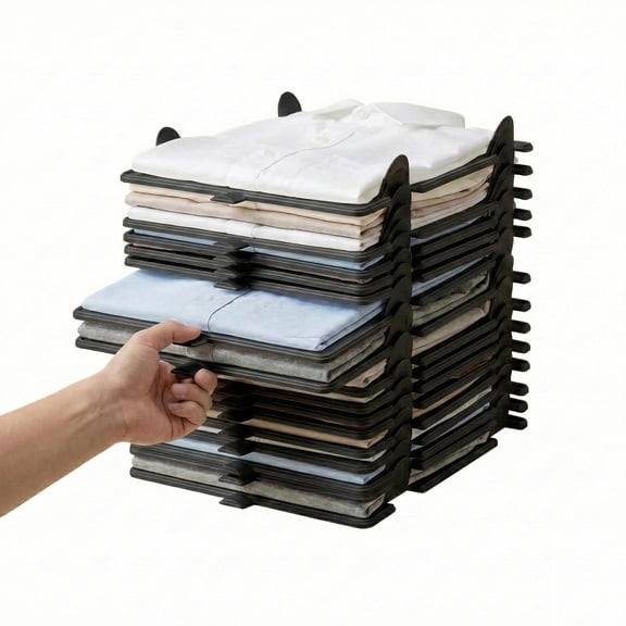 Stackable Closet Organizer for Clothes Folded 15 Pcs Stackable Closet Shirt Organizer System for Shirts Jeans Pants