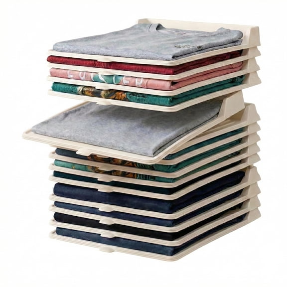 Stackable Closet Organizer for Clothes Folded 15 Pcs Stackable Closet Shirt Organizer System for Shirts Jeans Pants