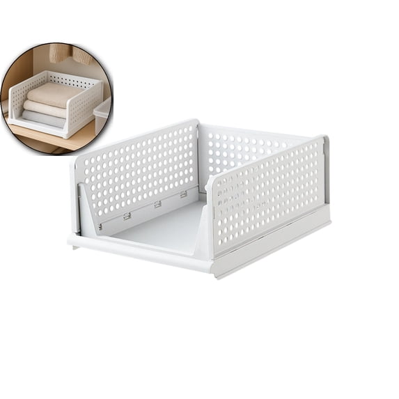 Stackable Clothes Storage Basket Organizer Sliding Cabinet Drawer Shelf DIY Divider Separator Desktop Container for Wardrobe Cupboard Kitchen Bathroom Office