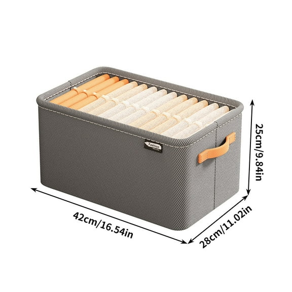 Stackable Clothes Storage Bins,Closet Organizers Fabric Box for Home, Office, Blanket Clothes and Under Bed Storage Containers 11.02x16.54x9.84Inch Gray