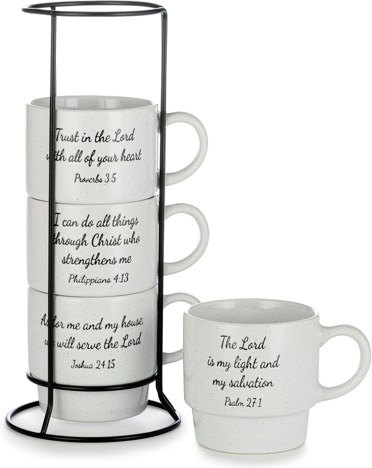 Stackable Coffee Mug Tower Set with Metal Wire Rack - 15 Ounce Coffee ...