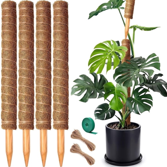 Wuxiuli Stackable Coir Moss Pole 22-Inch Indoor Plant Support 4 Pack