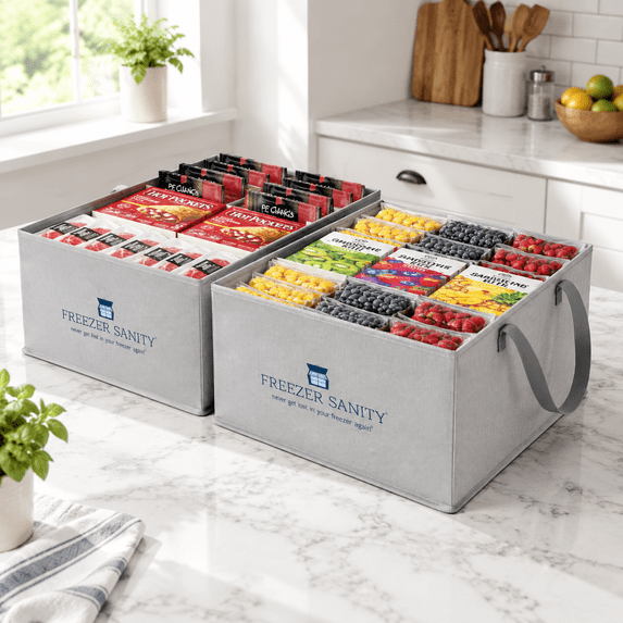 Stackable Storage B Stackable Collapsible Freezer Organizer Bins 2 Pack Large 19x14x9 ...