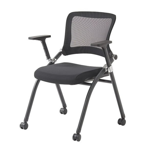 Folding Desk Chair with Armrest and Wheels,Ergonomic Mesh Back Office Guest Chairs for Conferences,Receptions,Training Rooms & Folding Office Chairs