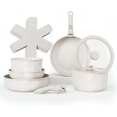 thumbnail image 1 of Stackable Cookware Set with Removable Handle Oven and RV Safe Pots and Pans Cream Diamond Original, 1 of 6