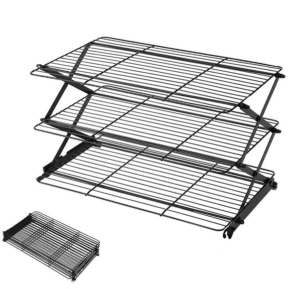 Stackable Cooling Rack for Baking and BBQ 3-Tier and 4-Tier Folding Metal Wire Racks for Cookies Cakes and Pastries Space Saving Kitchen Countertop Storage Rack