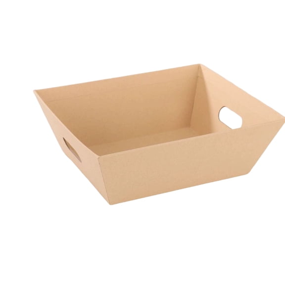 Stackable Corrugated Storage Totes 8.26 x 6.69 Inch, Kraft Gift Baskets with Handles and Hand Holes for Home Office Warehouse Organization, Bulk Storage Containers, Storage, Brown