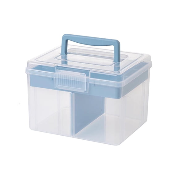 Stackable Craft Storage Box Plastic Adjustable Storage Containers with Carry Handle Transparent Containers Organizer