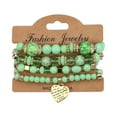 thumbnail image 1 of Stackable Crystal Beaded Bracelets for Women Boho Multi Layer Stretch Bracelets Natural Stone Bead Bracelet with Love Charm Jewelry for Women - Green 6.29Inch, 1 of 5