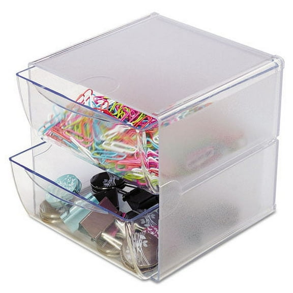 "Stackable Cube Organizer, 2 Drawers, 6 X 7 1/8 X 6, Clear | Bundle of 2 Each"