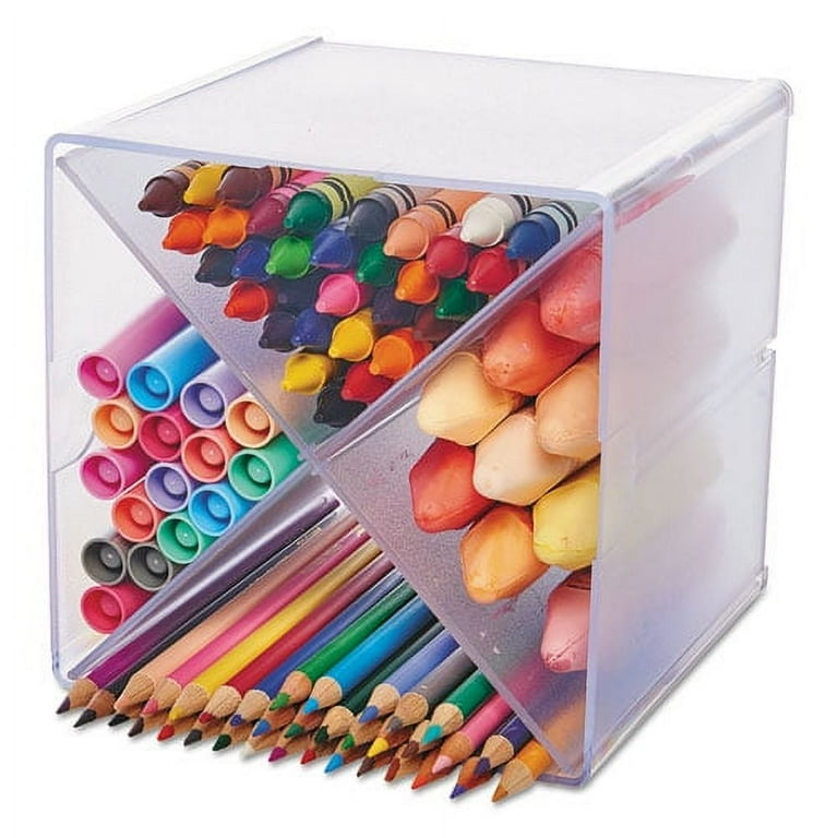 Stackable Cube Organizer, X Divider, 4 Compartments, Plastic, 6 x 7.2 x 6, Clear Stackable Cube Organizer, X Divider, 4 Compartments, Plastic, 6 x 7.2 x 6, Clear