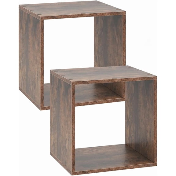 Stackable Cubes Bookcase, Wooden Cubby Storage Organizer with Anti-Tipping Device, Small Book Shelf for Small Space, Combination Square Bookshelf Cubes