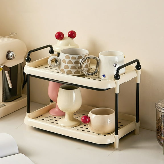Stackable Cup Storage Rack Plastic Desktop Mug and Bowl Organizer for Kitchen Counter and Cabinet