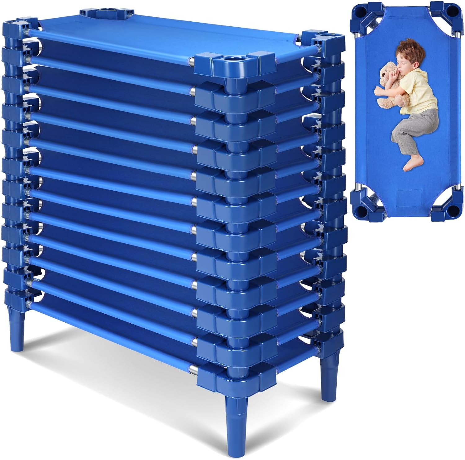 Stackable Daycare Cots for Kids, 47" L x 22" W Portable Toddler Nap Cot
