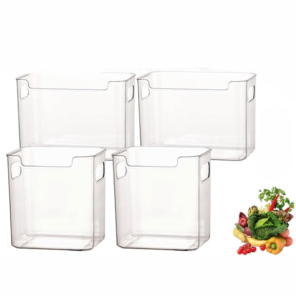 Stackable Deep Chest Freezer Organizer Bins, Clear Upright Storage 4 Pack