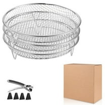 Stackable Dehydrator Racks for Air Fryer Stainless Steel Round Fryer Rack Set 3-Pack Compatible 4.2QT to 6.8QTforKitchen Supplies(Multicolor),Ccwuwei