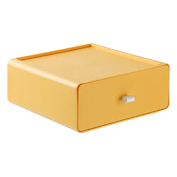 Stackable Desk Drawer Organizer, Desktop Cosmetic Organiser Tabletop Pen Organization Multi-Function Storage Container Holder Supplies , Yellow