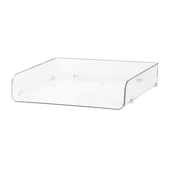 Stackable Desk Storage Box with Acrylic File Organizer, Transparent Desktop Storage Box for Office Supplies, Multi-Compartment, Tilt-Proof Acrylic Storage Box