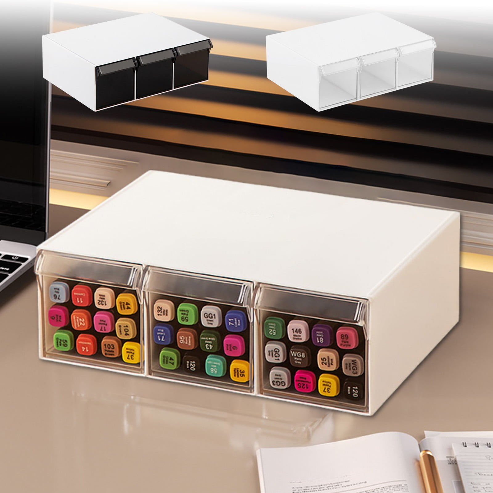 Stackable Desktop Organizer Drawer with Multi-layer Compartments - 9 ...