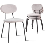 Stackable Dining Chairs Set of 4, Small Modern Kitchen Chair with Metal Legs, Space Saving Fabric Chairs for Apartment, Dining Living Room, White
