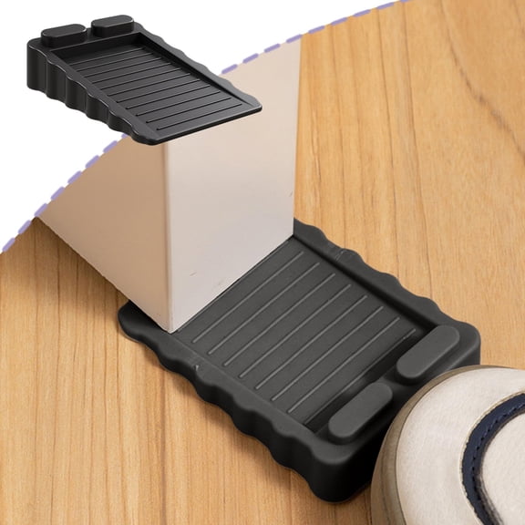 Stackable Door Wedge WindProof, Bidirectional Door Stopper Block for Safety Protection Household, Adjustable Height Door Stop for Home Office Floor Gap, Black