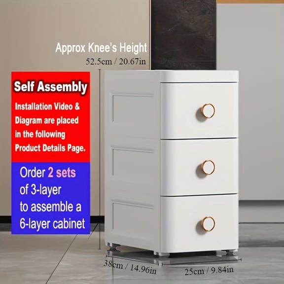Stackable Drawer Storage Cabinet, Multi-Layer Thick Plastic Organizer, Large Capacity Drawer Storage Unit for Home Living Room Bedroom Bathroom Office Organization