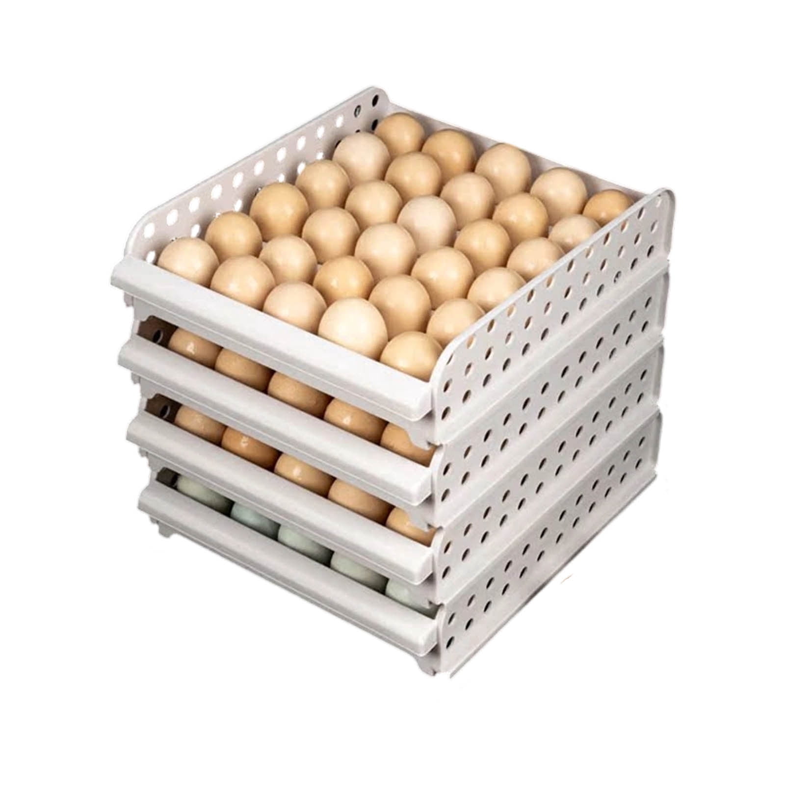 Stackable Egg Container Refrigerator Egg Rack Storage Tray with Lid Transparent Organizer for Kitchen Home