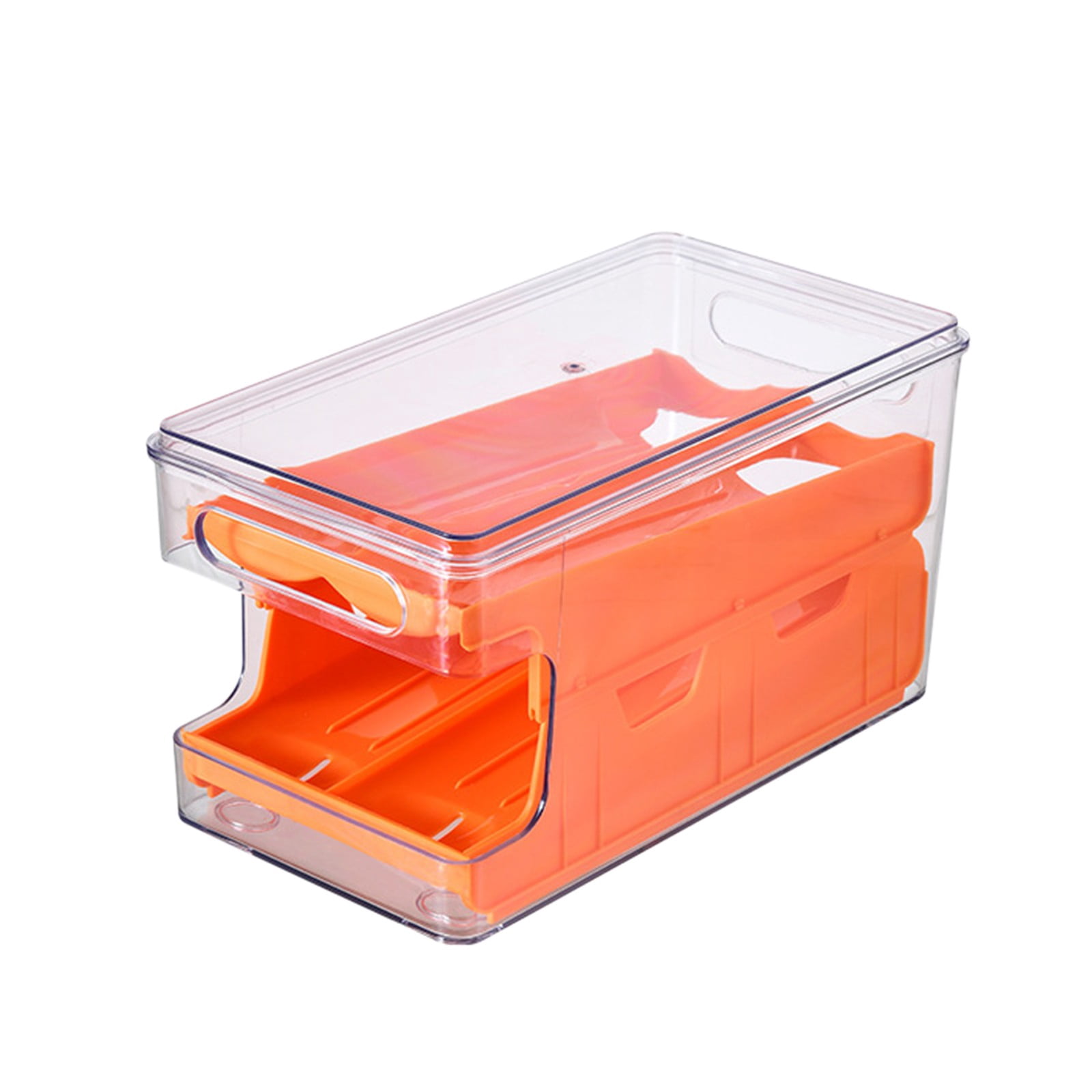 Stackable Egg Dispenser Refrigerator Egg Rack, Double Layer Slide Egg Organizer Shockproof Rolling Egg Tray Egg Storage With Lid For Kitchen.