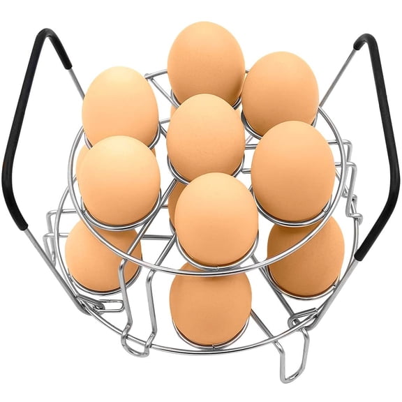 Stackable Egg Steamer Rack, Egg Cooking Rack with Heat Resistant Silicone Handles Compatible with Instant Pot Accessories 6,8 Quart, 14 Eggs Multipurpose Steamer Rack Trivet