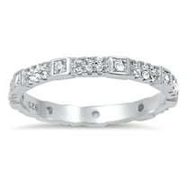 Stackable Eternity Clear Cubic Zirconia Ring 925 Sterling Silver Band White Jewelry Female Size 6