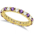 thumbnail image 1 of Stackable Eternity Diamond Amethyst Ring Wedding Band 925 Sterling Silver Yellow Gold Plated Gemstone Jewelry For Women Gift, 1 of 1