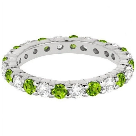 Stackable Eternity Peridot Ring Wedding Band 925 Sterling Silver Gemstone Jewelry For Women Gift By KIRAN FINE JEWELS