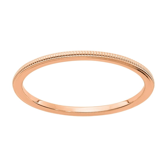 Stackable Expression 10 Karat Rose Gold 1.2mm Milgrain Stackable Band